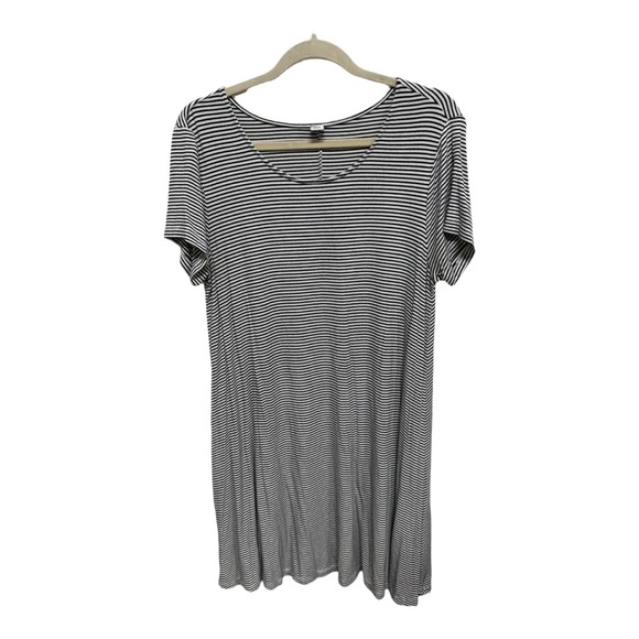 Old Navy Minimalist Short Sleeve Sress Black White Mimi Stripes Size large - Picture 1 of 5